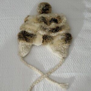 Vintage New Cozy Faux Fur Cream/ Brown Russian Hat